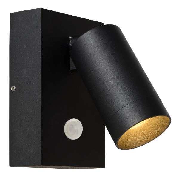 Lucide TAYLOR - Wall spotlight / Wall light Indoor/Outdoor - 1xGU10 - IP54 - Motion Sensor - Black - detail 1